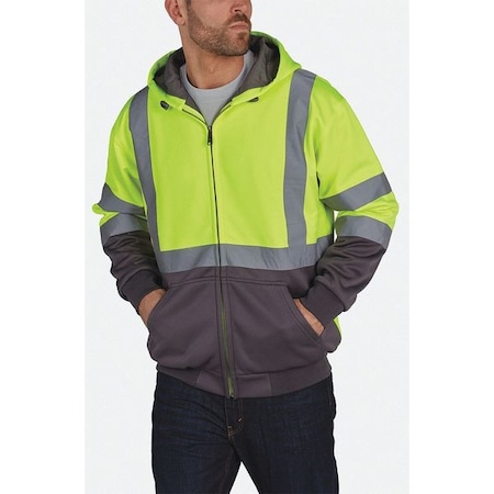 Hi-Viz Sweatshirt, Ylw/Blk, Polymide, 4XL MPN:UHV425x-4XBLKYLW