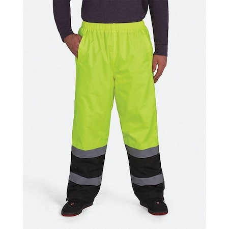 Hi-Visibility Rain Pants, Teflon, 32 in Inseam, Elastic Closure, Gree/Yellow, Size 4XL MPN:UHV452PX-4XL-32