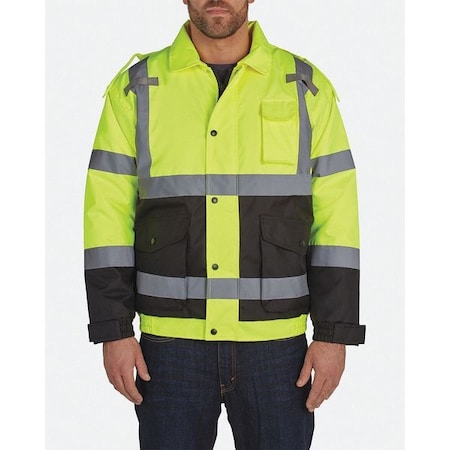 Men's Hi-Vis Bomber Jacket, Teflon Fabric, Black/Yellow, 2XLT MPN:UHV562-2X-YB
