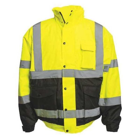 Hi-Vis Bomber Jacket, Teflon Fabric, Class 3 Black/Yellow, 3XLT MPN:UHV563T-3XLT