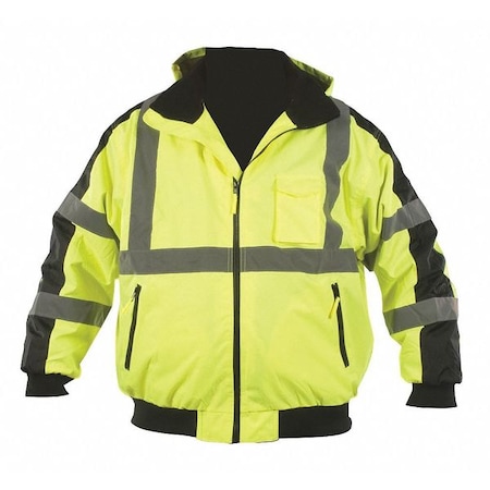 Hi-Vis Bomber Jacket, Teflon Fabric, Hi-Viz Yellow, M MPN:UHV575-M