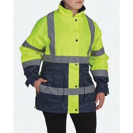 Women's Hi-Vis Jacket, DuPont™ PTFE fabric protector, Nylon Shell with Quilted Lining, L MPN:UHV664-L