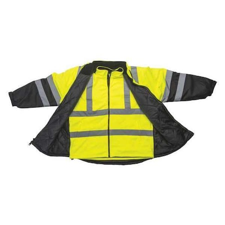 Hi-Vis Rain Jacket, Teflon Fabric, Hi-Viz Yellow, M MPN:UHV821-M