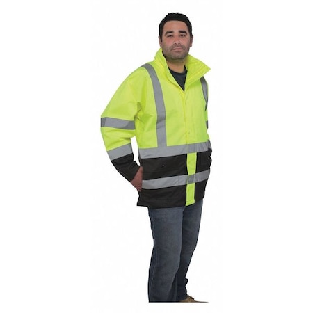 Hi-Vis Rain Jacket, Teflon Fabric, Yellow, 2XL MPN:UHV822-XXL