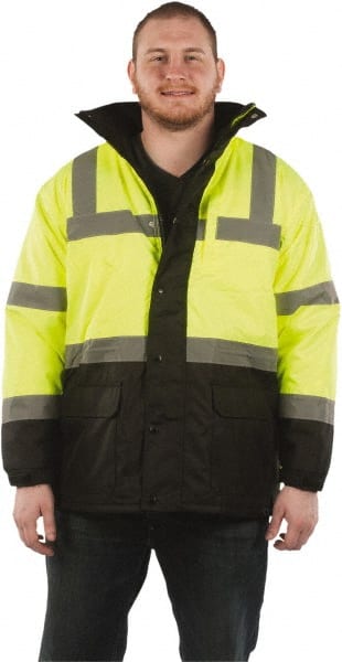 Cold Weather & High Visibility Jacket: Size Medium, Polyester, Zipper & Snaps Closure MPN:UHV1004-M-Y