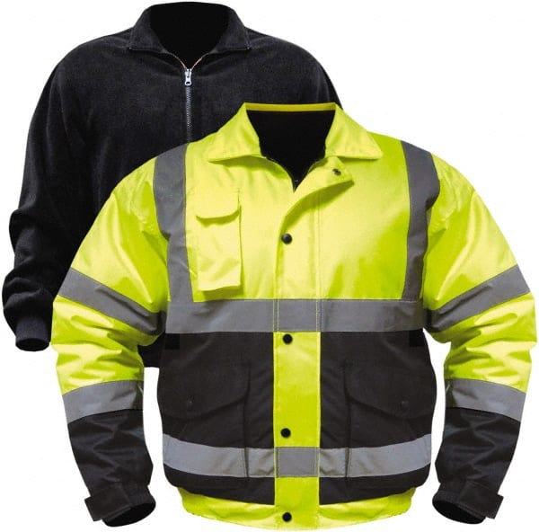 Cold Weather & High Visibility Jacket: Size 5X-Large, Polyester, Zipper & Snaps Closure MPN:UHV563XYBXXXXXL
