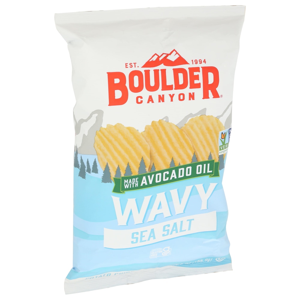 Boulder Canyon Wavy Potato Chips, Sea Salt, 5.5 Oz, Total Qty 12 MPN:26106