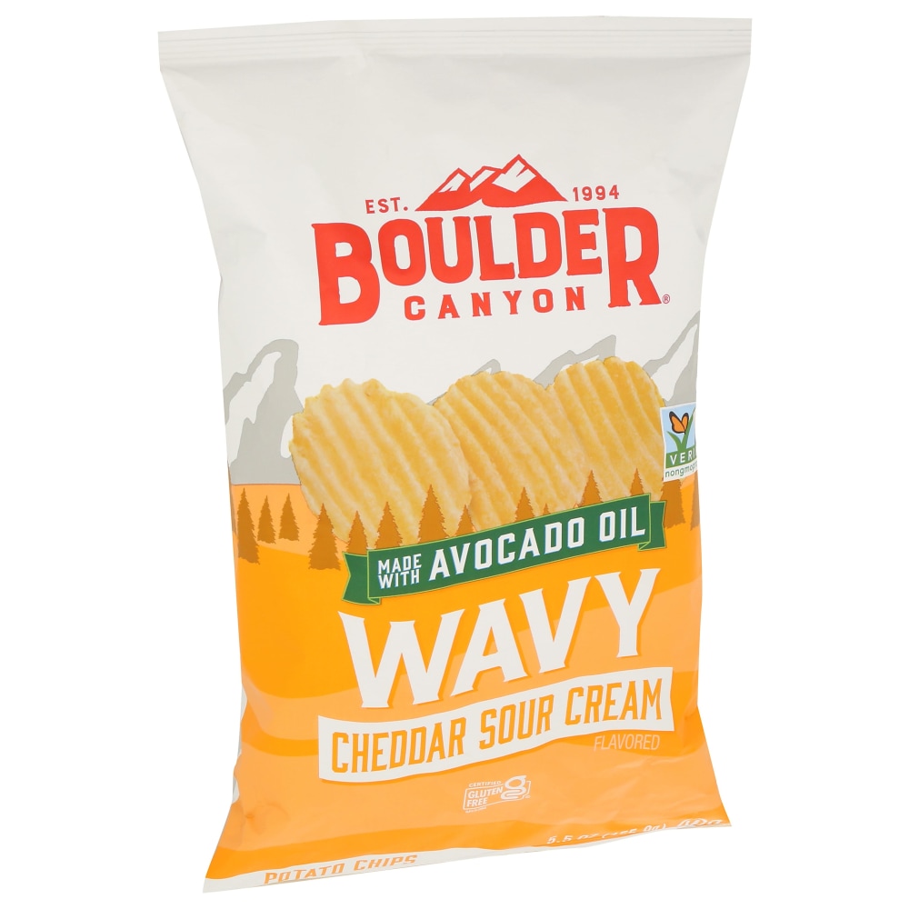Boulder Canyon Wavy Potato Chips, Cheddar Sour Cream, 5.5 Oz, Total Qty 12 MPN:26107
