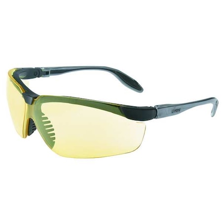 Genesis S, Safety Glasses, Anti-Scratch, Amber Lens, Black, Gray Frame, Half-Frame MPN:S3702