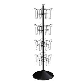 Rotating Literature Display w/ 16 Oversized Wire Pockets & Round Base Black 2100M