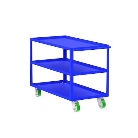 Utility Cart, Blue, Three Shelf, 24x48 MPN:F89221BUPY