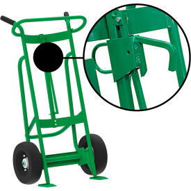 Valley Craft Hand Truck w/ Hand Brake For Steel/Plastic Locking Cover Drums Pneumatic Wheels Green F82025A4L