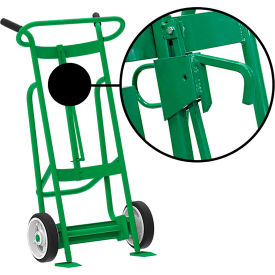 Valley Craft 2-Wheel Hand Truck w/ Hand Brake For Steel/Plastic Drums Solid Rubber Wheels Green F82150A1L