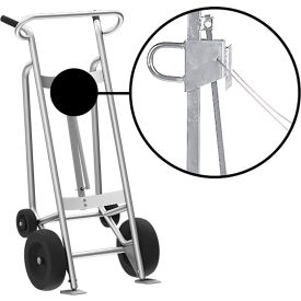 Valley Craft Hand Truck For Steel/Plastic/Fiber Drums Pneumatic & Rear Poly Wheels Silver F82175A2C