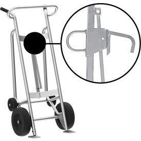 Valley Craft Hand Truck For Steel/Plastic Locking Cover Drums Pneumatic & Rear Poly Wheels Silver F82175A2L