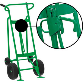 Valley Craft Hand Truck For Steel/Plastic Locking Cover Drums Pneumatic & Rear Poly Wheels Green F82375A0L