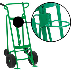 Valley Craft Hand Truck For Plastic Drums Pneumatic & Rear Poly Wheels Green F82375A0P