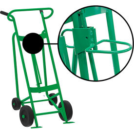 Valley Craft 4-Wheel Hand Truck For Plastic Drums Rubber & Rear Poly Wheels Green F82845A2P