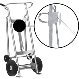 Valley Craft Hand Truck w/ Hand Brake For Steel/Plastic Drums Pneumatic & Rear Poly Wheels Silver F82960A1C