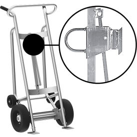 Valley Craft Hand Truck with Hand Brake For Fiber Drums Pneumatic & Rear Poly Wheels Silver F82960A1F