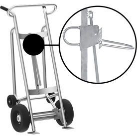 Valley Craft Hand Truck with Hand Brake For Plastic Drums Pneumatic & Rear Poly Wheels Silver F82960A1P