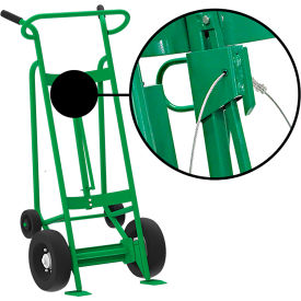 Valley Craft Hand Truck with Hand Brake For Steel/Plastic Drums Pneumatic & Rear Poly Wheels Green F83160A7C