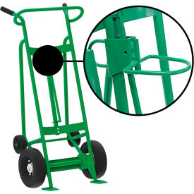 Valley Craft Hand Truck with Hand Brake For Plastic Drums Pneumatic & Rear Poly Wheels Green F83160A7P