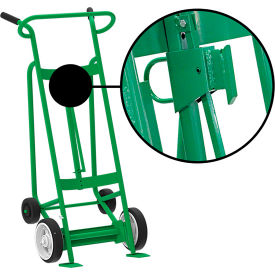 Valley Craft 4-Wheel Hand Truck w/ Hand Brake For Fiber Drums Solid Rubber & Rear Poly WheelsGreen F83450A6F