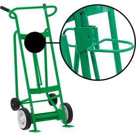 Valley Craft 4-Wheel Hand Truck with Hand Brake For Plastic Drums Solid Rubber & Poly Wheels Green F83450A6P