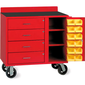 Valley Craft® Mobile Utility Bin Cabinet w/4 Drawers & 12 Bins 14 Ga. 41