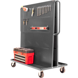 Valley Craft Modular A-Frame Bin Cart with 2 Round-Peg Pegboard Panels 57