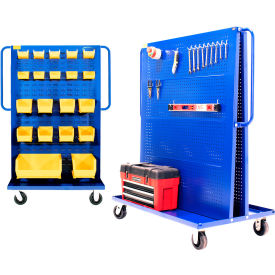 Valley Craft Modular A-Frame Bin Cart w/ 1 Louvered & 1 Round-Peg Pegboard 57