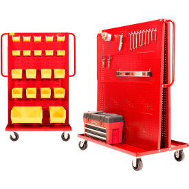 Valley Craft Modular A-Frame Bin Cart w/ 1 Louvered & 1 Round-Peg Pegboard 57