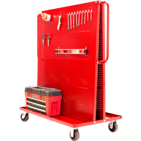 Valley Craft Modular A-Frame Bin Cart with 2 Round-Peg Pegboard Panels 46