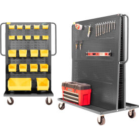 Valley Craft Modular A-Frame Bin Cart w/ 1 Louvered & 1 Round-Peg Pegboard 46