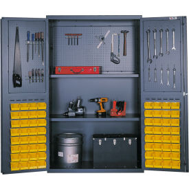 Valley Craft Flush Door Pegboard Storage Cabinet 64 Bins All-Welded 48