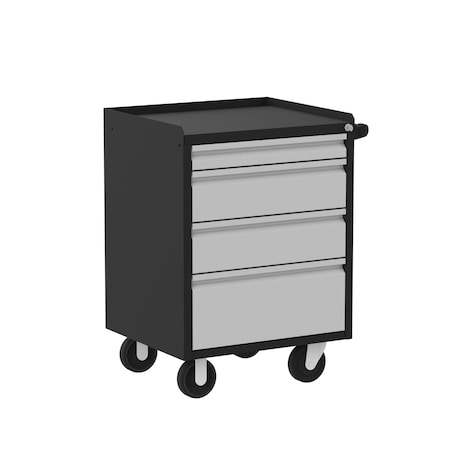 Garage Mobile Cabinet, 4 Drawer, Black/Silver, 24 in W MPN:F89606BS