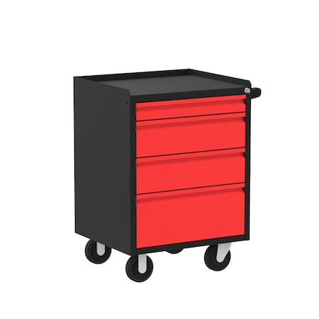 Garage Mobile Cabinet, 4 Drawer, Black/Red, 24 in W MPN:F89606RB