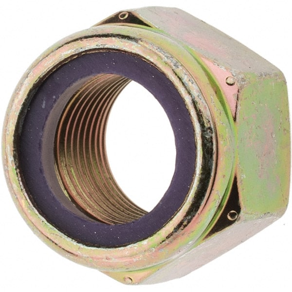 Hex Lock Nut: Insert, Nylon Insert, 5/8-18, Grade 8 Steel, Zinc Yellow Dichromate Finish MPN:39667