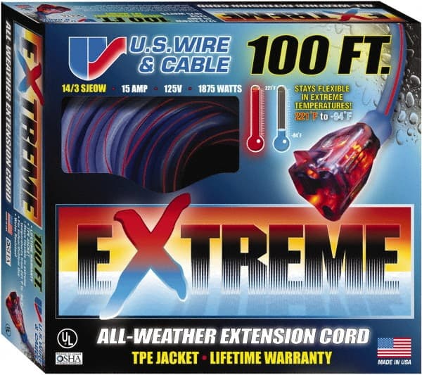 100', 14/3 Gauge/Conductors, Blue/Pink Indoor & Outdoor Extension Cord MPN:98100