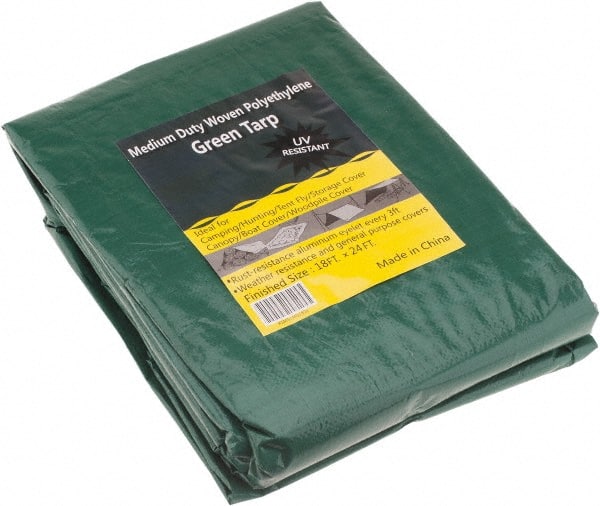 Tarp/Dust Cover: Green, Polyethylene, 24' Long x 18' Wide, 9 to 10 mil MPN:KSMSCHD1824