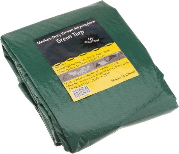 Tarp/Dust Cover: Green, Polyethylene, 30' Long x 20' Wide, 9 to 10 mil MPN:KSMSCHD2030