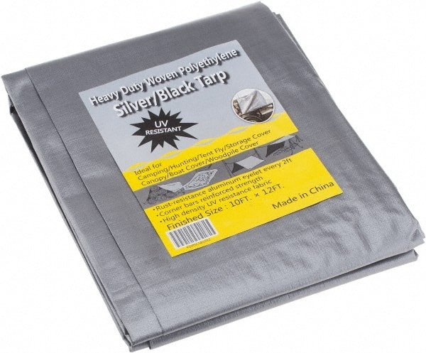 Tarp/Dust Cover: Black & Silver, Polyethylene, 12' Long x 10' Wide, 11 to 12 mil MPN:KSMSCSB1012