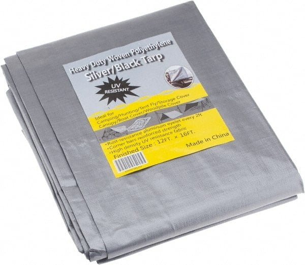 Tarp/Dust Cover: Black & Silver, Polyethylene, 16' Long x 12' Wide, 11 to 12 mil MPN:KSMSCSB1216