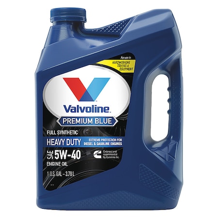 Diesel Engine Oil, Jug, 1 gal, Synthetic, Diesel Engines, 5W-40, Premium Blue, Amber MPN:774038
