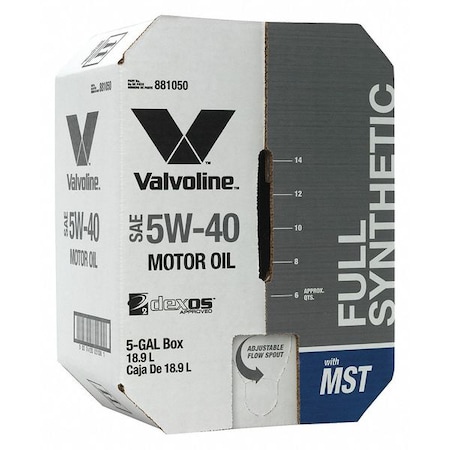 Motor Oil, 5 gal. Sz, 5W-40 SAE Grade, Box MPN:881050