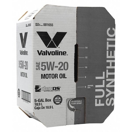 Motor Oil, 5 gal. Sz, 5W-20 SAE Grade, Box MPN:881655