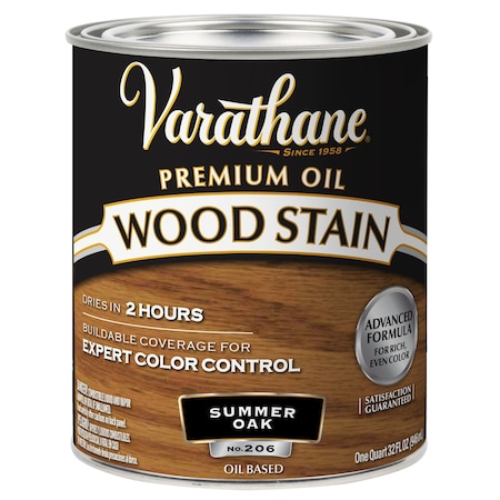 Premium Wood Stain, Oil Based, Summer Oak, 1 Quart MPN:211689H