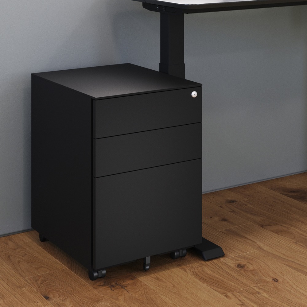 VARI Essential 19inD Vertical 3-Drawer File Cabinet, Black MPN:402624
