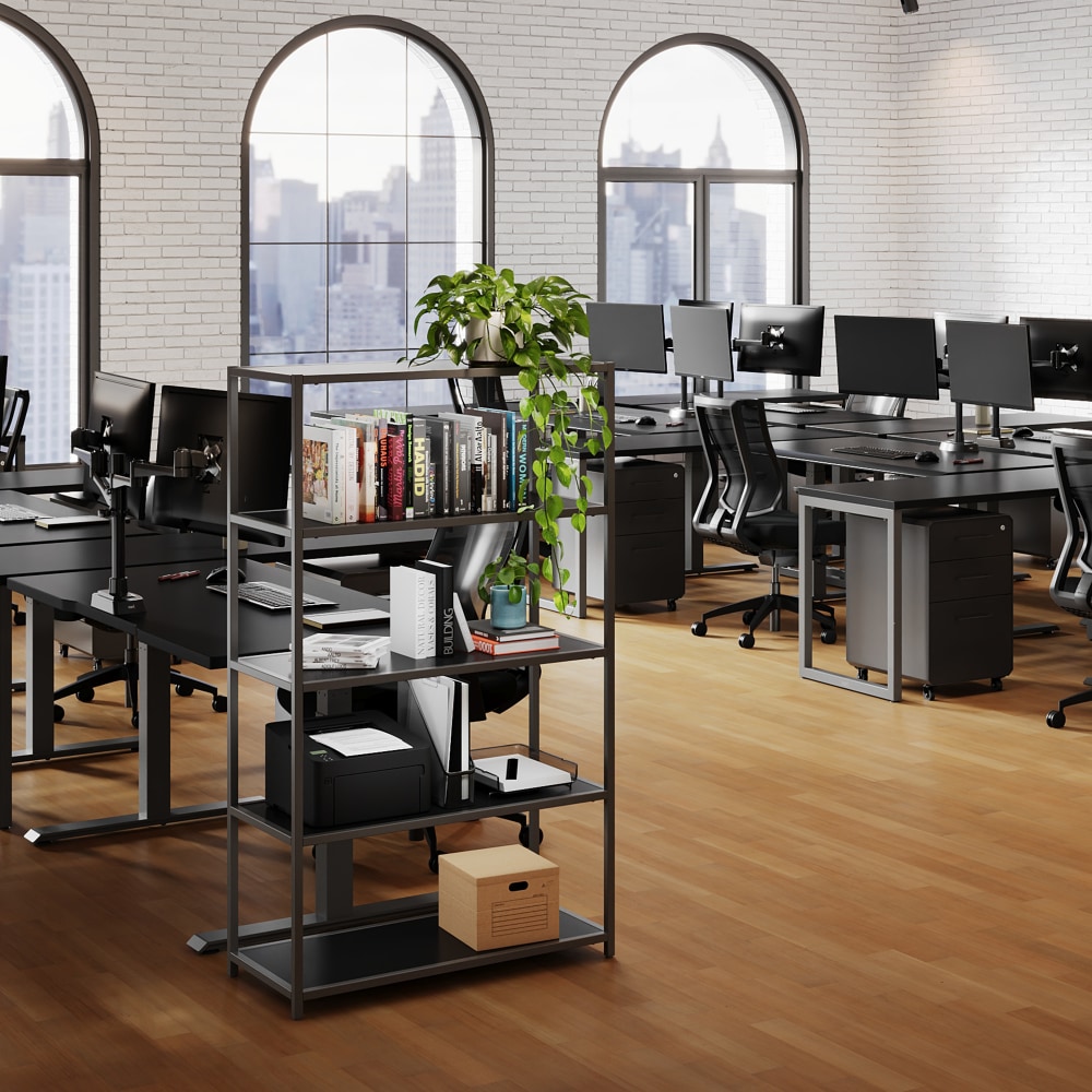 VARI 5-Tier Open Shelf, 55-1/2inH x 30-1/2inW x 13-1/2inD, Black MPN:402473
